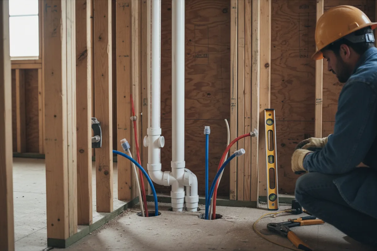 Drain and supply rough-in during Garbage Disposal Repair in Mount Ephraim