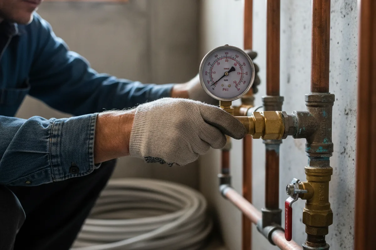 Pressure testing a repaired line during Water Line Repair in Mount Ephraim